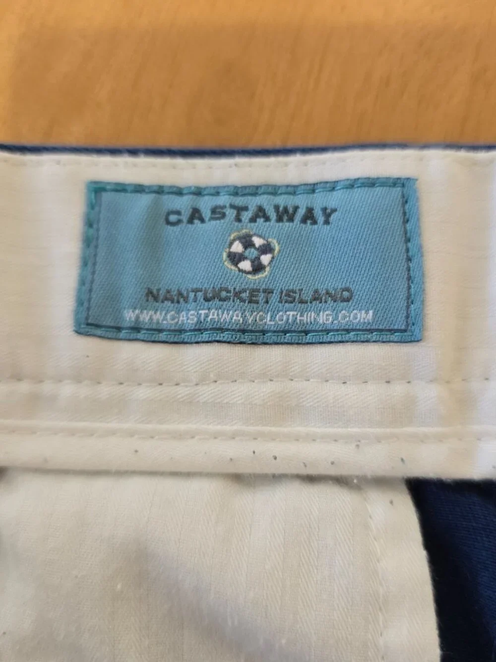 Castaway Nantucket Men's Flat Front Chino Shorts Crab Embroidered Blue Size 35